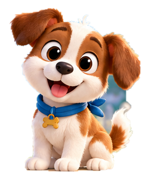 Bingo, an illustrated dog