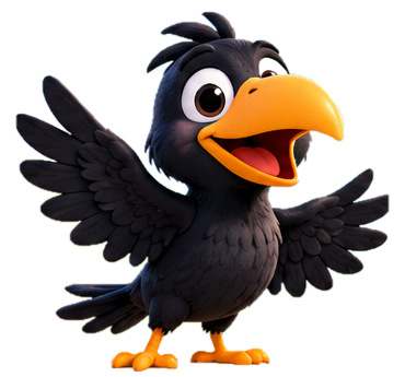 Coco, a friendly illustrated crow