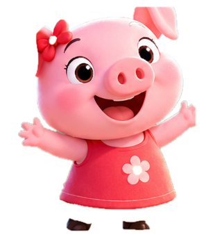 Pinky, an illustrated pink pig